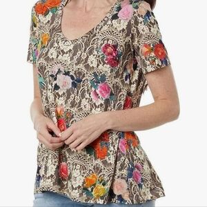 Johnny Was the Janie Favorite Short Sleve V Neck Swing Tee